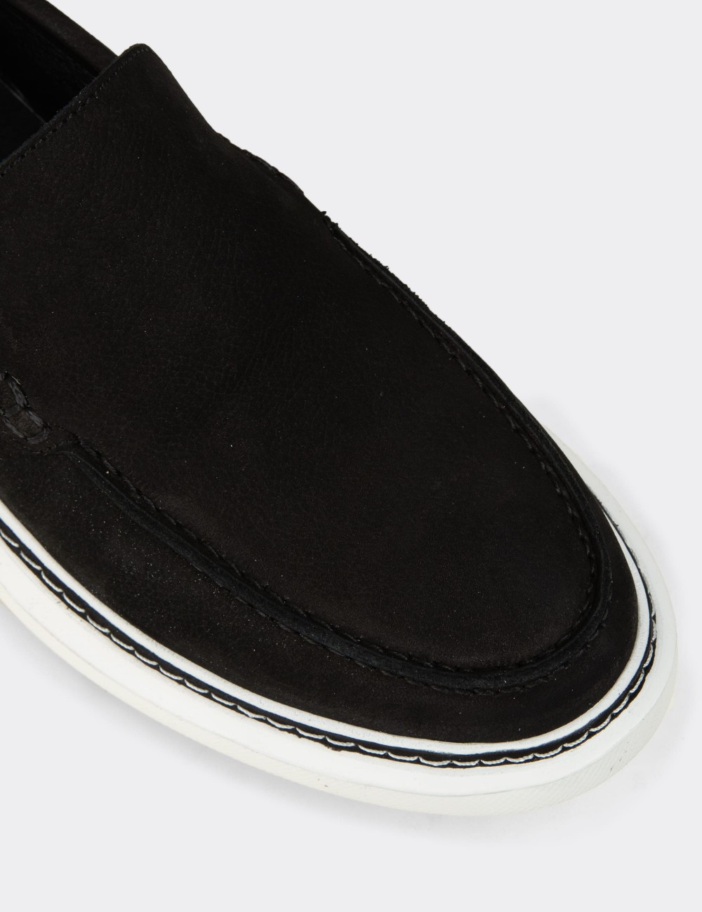 Erkek Hakiki Nubuk Siyah Loafer Ayakkabı - EK111MSYHC01