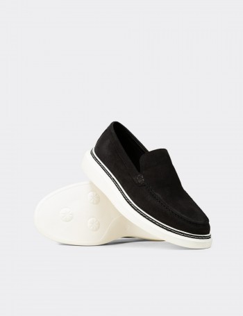 Erkek Hakiki Nubuk Siyah Loafer Ayakkabı - EK111MSYHC01