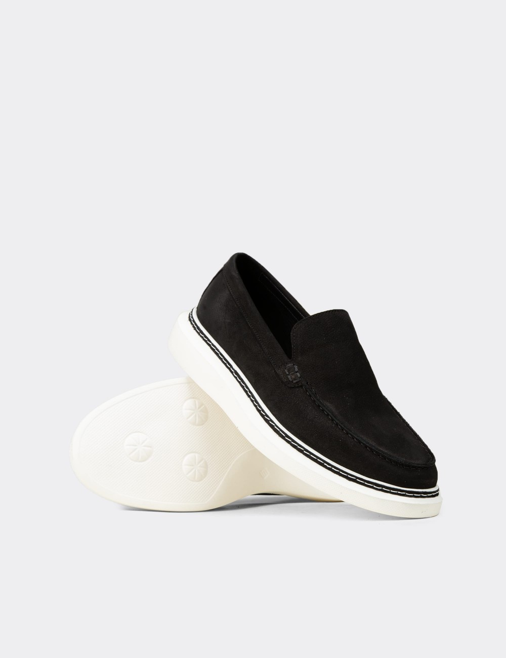 Erkek Hakiki Nubuk Siyah Loafer Ayakkabı - EK111MSYHC01