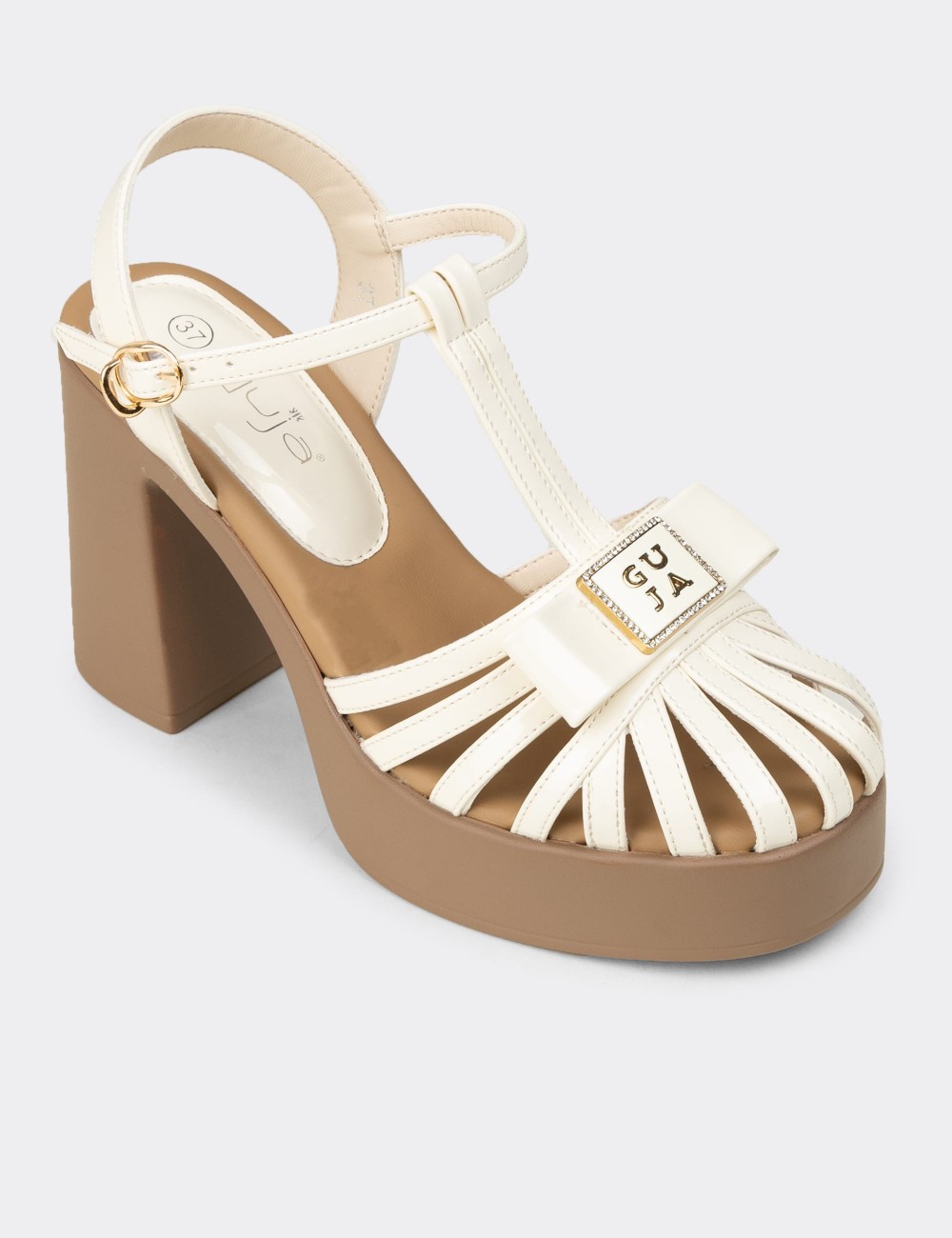 Kadın Bej Rugan Platform Topuklu Sandalet - 26491ZBEJC01