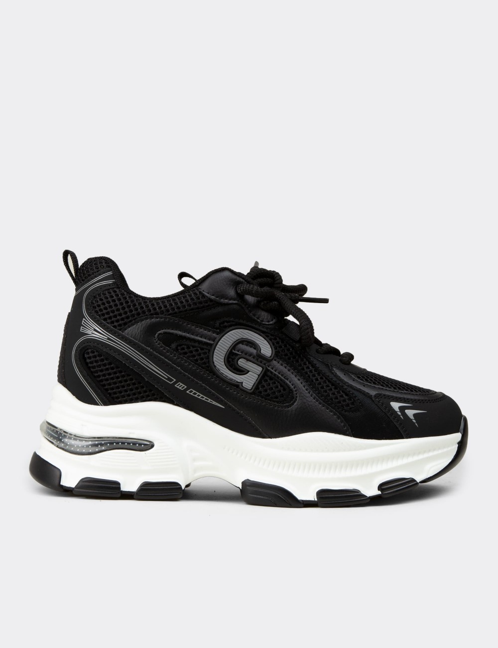 Kadın Siyah Gizli Topuk Sneaker Ayakkabı - 26323ZSYHP01