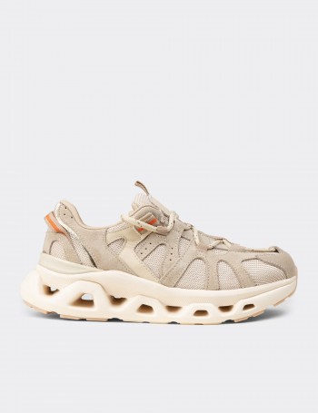 Kadın Hakiki Süet Bej Sneaker Ayakkabı - M1128ZBEJC01