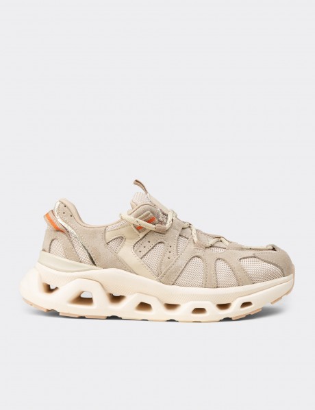 Kadın Hakiki Süet Bej Sneaker Ayakkabı