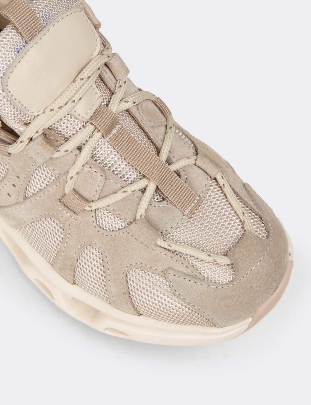 Kadın Hakiki Süet Bej Sneaker Ayakkabı - M1128ZBEJC01
