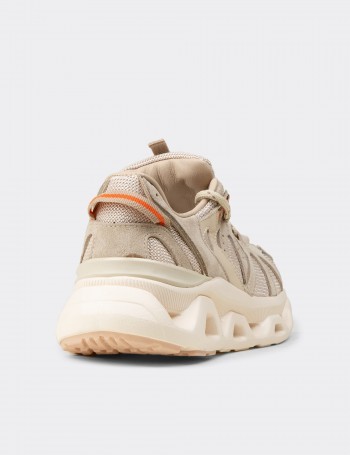 Kadın Hakiki Süet Bej Sneaker Ayakkabı - M1128ZBEJC01
