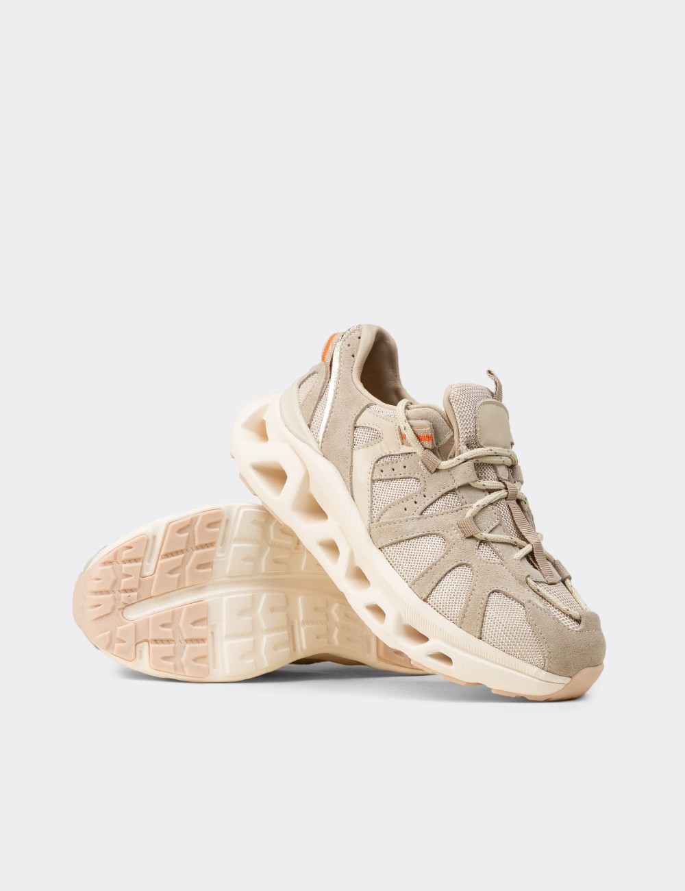 Kadın Hakiki Süet Bej Sneaker Ayakkabı - M1128ZBEJC01