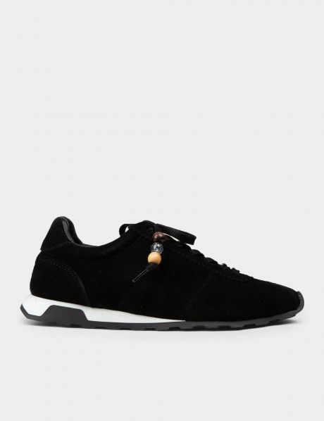 Kadın Hakiki Süet Siyah Sneaker Ayakkabı