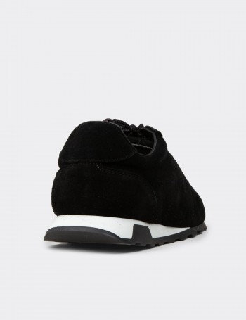 Kadın Hakiki Süet Siyah Sneaker Ayakkabı - M5129ZSYHC01