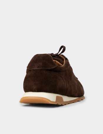 Kadın Hakiki Süet Kahverengi Sneaker Ayakkabı - M5129ZKHVC01