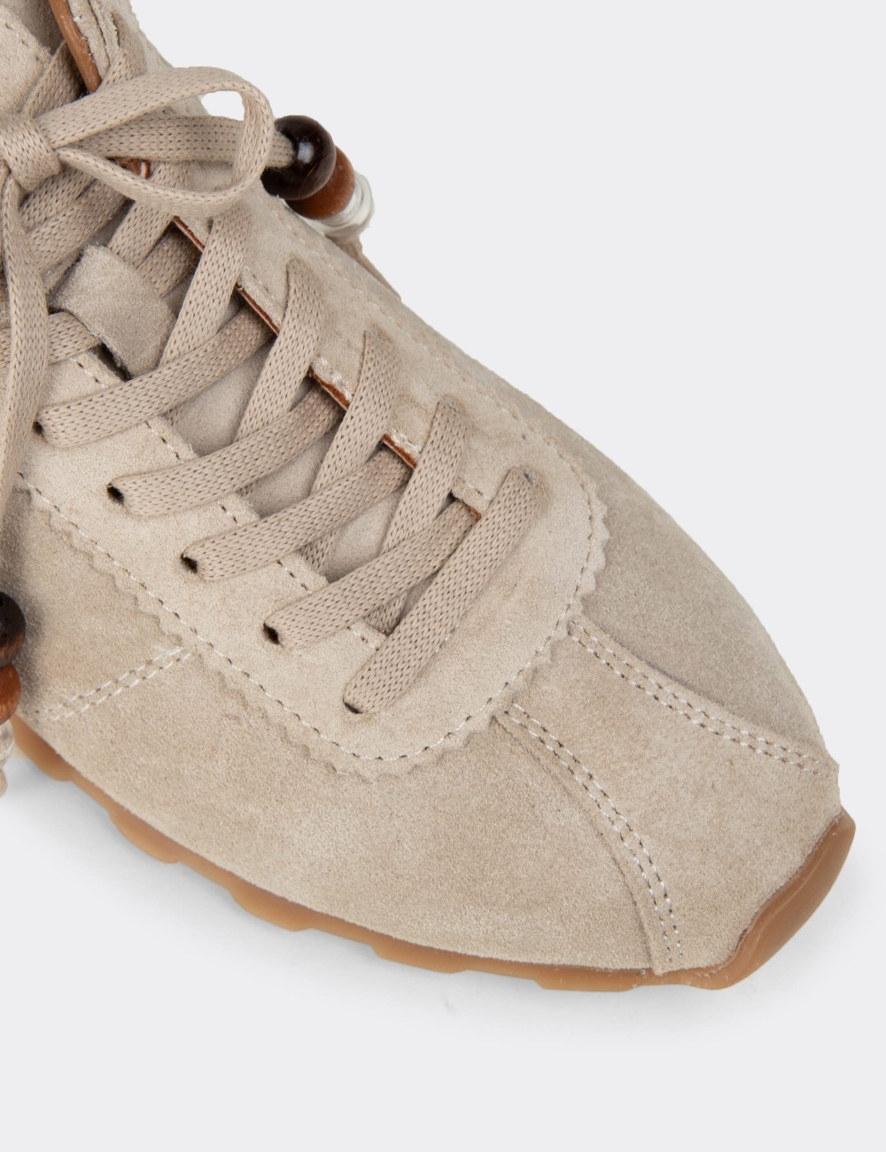 Kadın Hakiki Süet Bej Sneaker Ayakkabı - M5129ZBEJC01