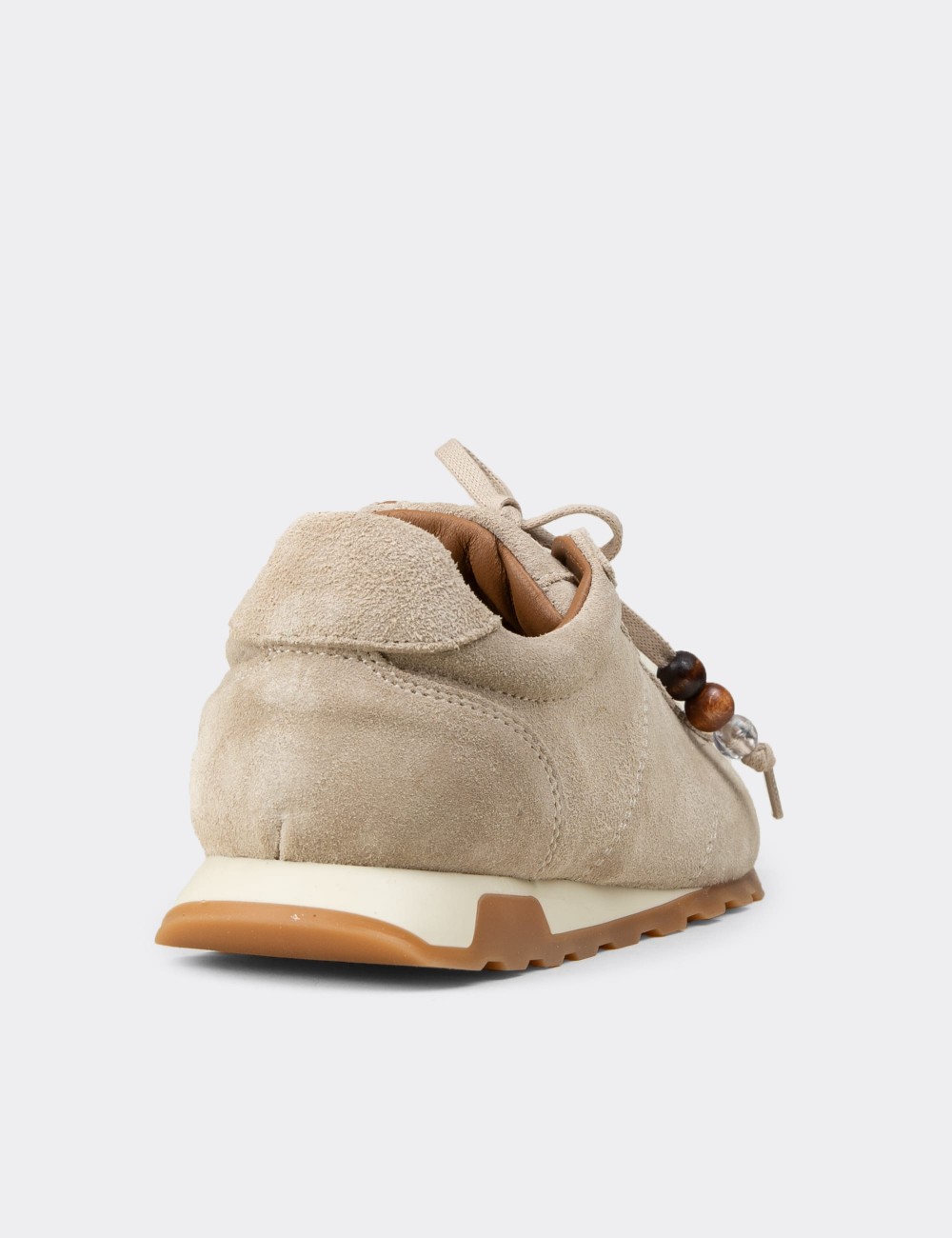 Kadın Hakiki Süet Bej Sneaker Ayakkabı - M5129ZBEJC01