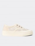 Kadın Bej Dantelli Sneaker Ayakkabı