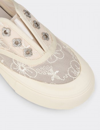 Kadın Bej Dantelli Sneaker Ayakkabı - K0523ZBEJC01