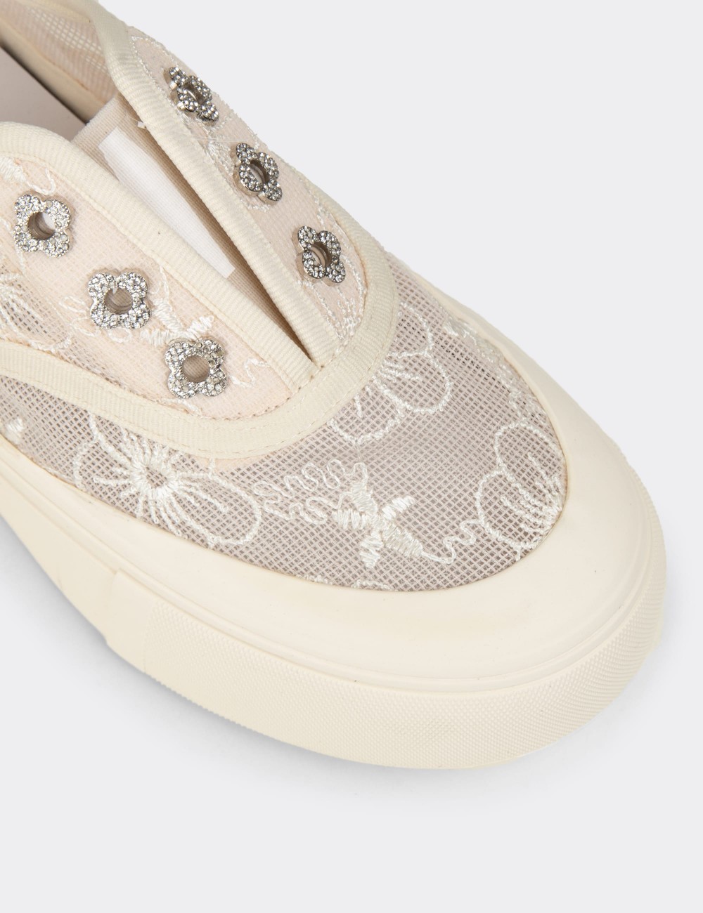 Kadın Bej Dantelli Sneaker Ayakkabı - K0523ZBEJC01
