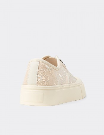 Kadın Bej Dantelli Sneaker Ayakkabı - K0523ZBEJC01
