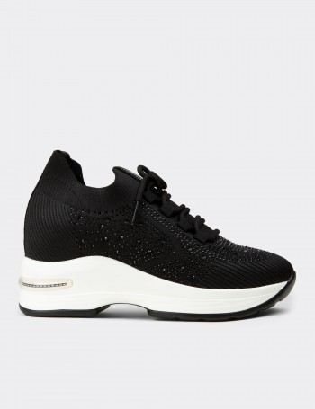 Kadın Siyah Gizli Topuk Sneaker Ayakkabı