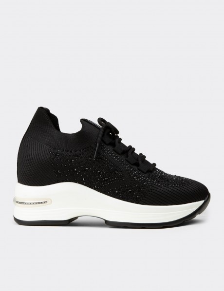 Kadın Siyah Gizli Topuk Sneaker Ayakkabı