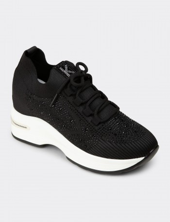 Kadın Siyah Gizli Topuk Sneaker Ayakkabı