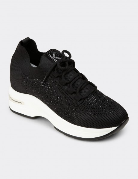 Kadın Siyah Gizli Topuk Sneaker Ayakkabı