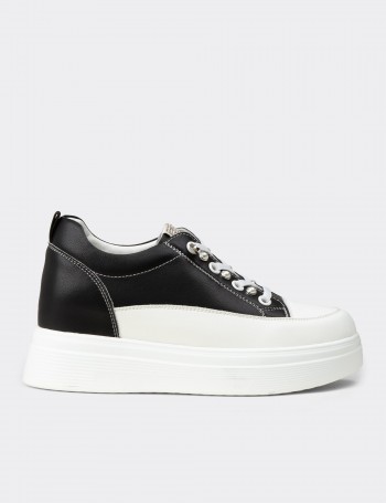 Kadın Gizli Topuk Siyah Sneaker Ayakkabı