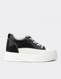 Kadın Gizli Topuk Siyah Sneaker Ayakkabı