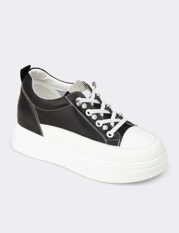 Kadın Gizli Topuk Siyah Sneaker Ayakkabı - K0120ZSYHC01