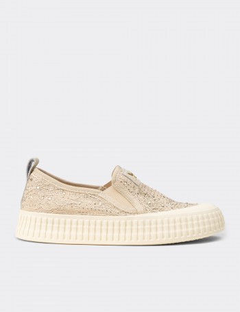 Kadın Bej Slip-On Sneaker Ayakkabı