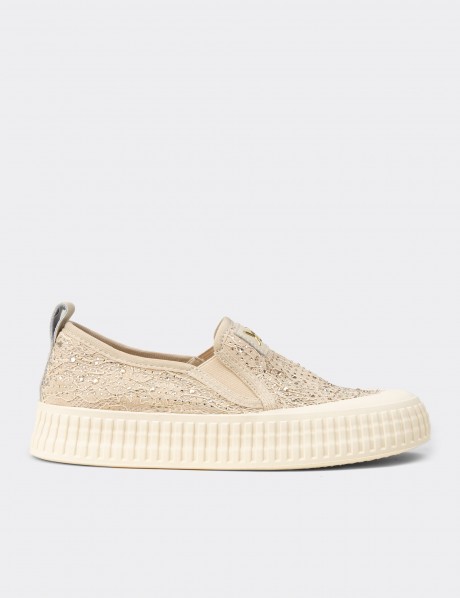 Kadın Bej Slip-On Sneaker Ayakkabı