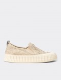 Kadın Bej Slip-On Sneaker Ayakkabı