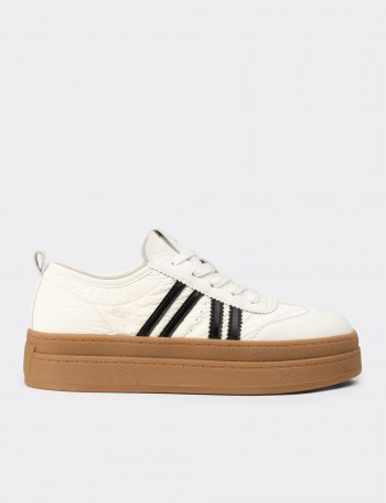 Kadın Bej Platform Sneaker Ayakkabı