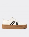 Kadın Bej Platform Sneaker Ayakkabı
