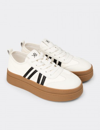 Kadın Bej Platform Sneaker Ayakkabı