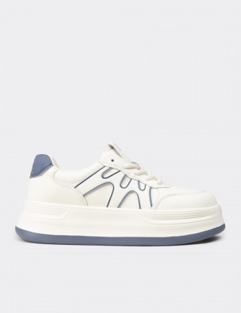 Kadın Mavi Beyaz Sneaker Ayakkabı - K1064ZMVIC01