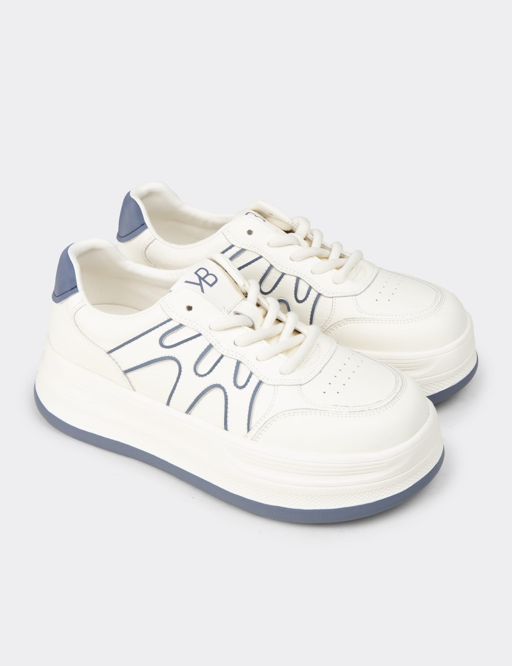 Kadın Mavi Beyaz Sneaker Ayakkabı - K1064ZMVIC01