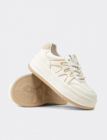 Kadın Bej Renkli Platform Sneaker - K1064ZBEJC01