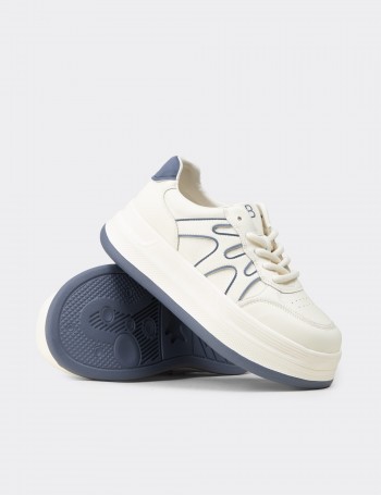 Kadın Mavi Beyaz Sneaker Ayakkabı - K1064ZMVIC01