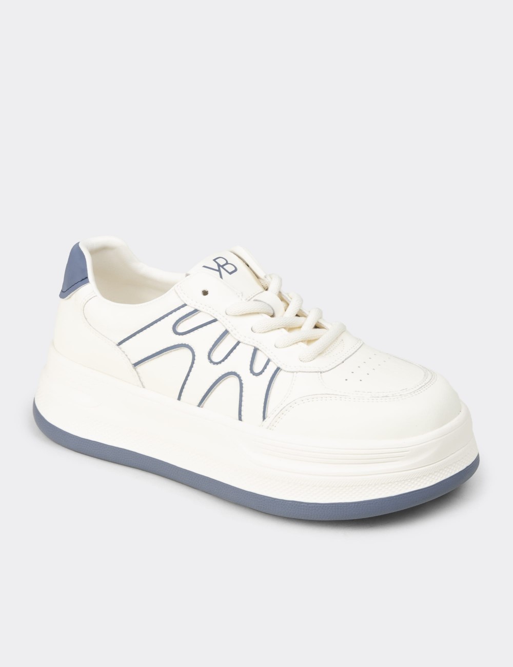 Kadın Mavi Beyaz Sneaker Ayakkabı - K1064ZMVIC01