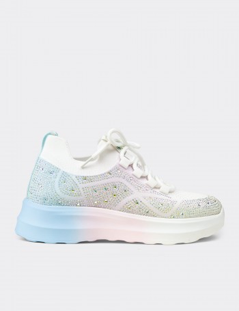 Kadın Beyaz Taş Detaylı Sneaker Ayakkabı