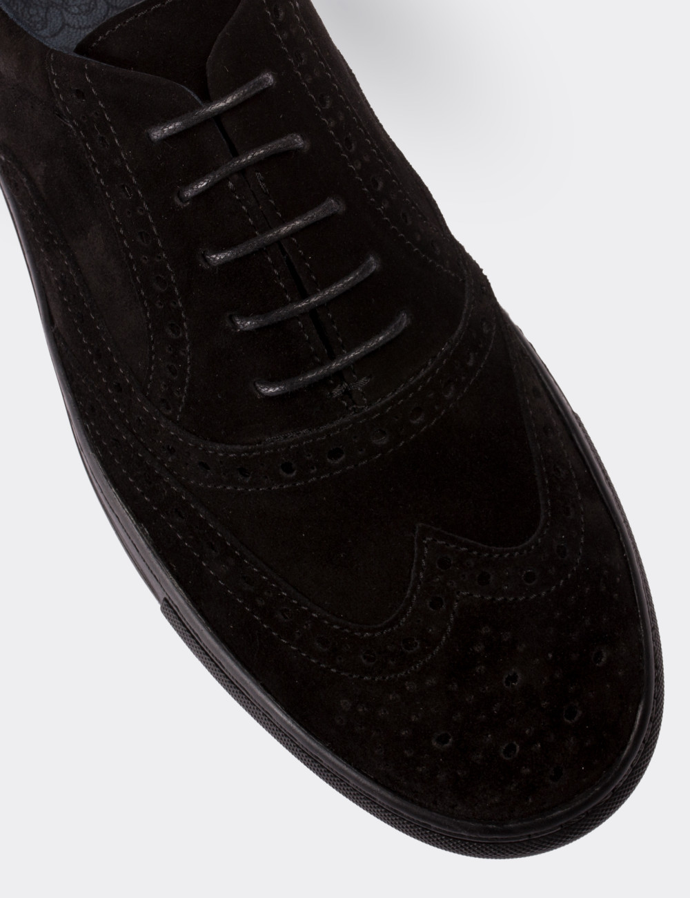 Hakiki Süet Siyah Sneaker Erkek Ayakkabı - 01637MSYHC03