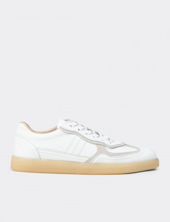 Kadın Hakiki Deri Beyaz Sneaker Ayakkabı
