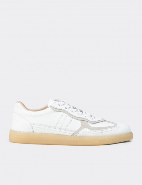 Kadın Hakiki Deri Beyaz Sneaker Ayakkabı