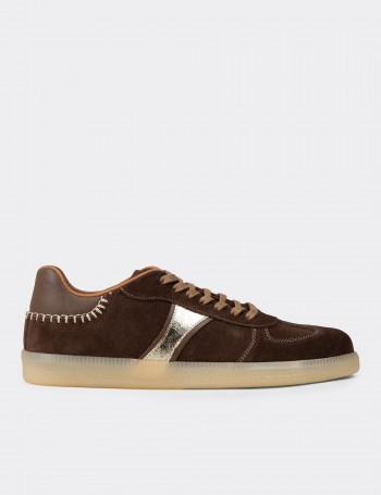 Kadın Hakiki Süet Kahverengi Sneaker Ayakkabı