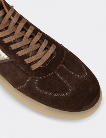 Kadın Hakiki Süet Kahverengi Sneaker Ayakkabı - R2603ZKHVC01