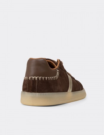 Kadın Hakiki Süet Kahverengi Sneaker Ayakkabı - R2603ZKHVC01