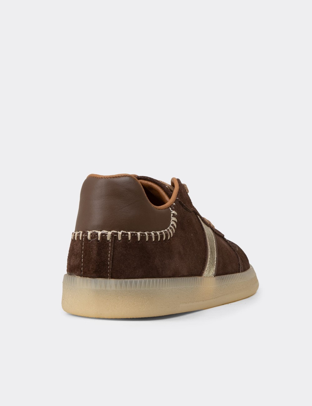 Kadın Hakiki Süet Kahverengi Sneaker Ayakkabı - R2603ZKHVC01
