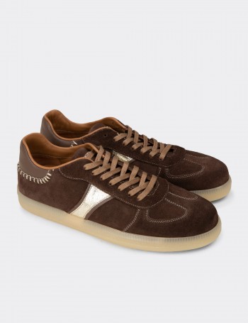 Kadın Hakiki Süet Kahverengi Sneaker Ayakkabı