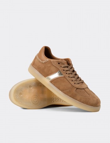 Kadın Hakiki Süet Vizon Renk Sneakers - R2603ZVZNC01
