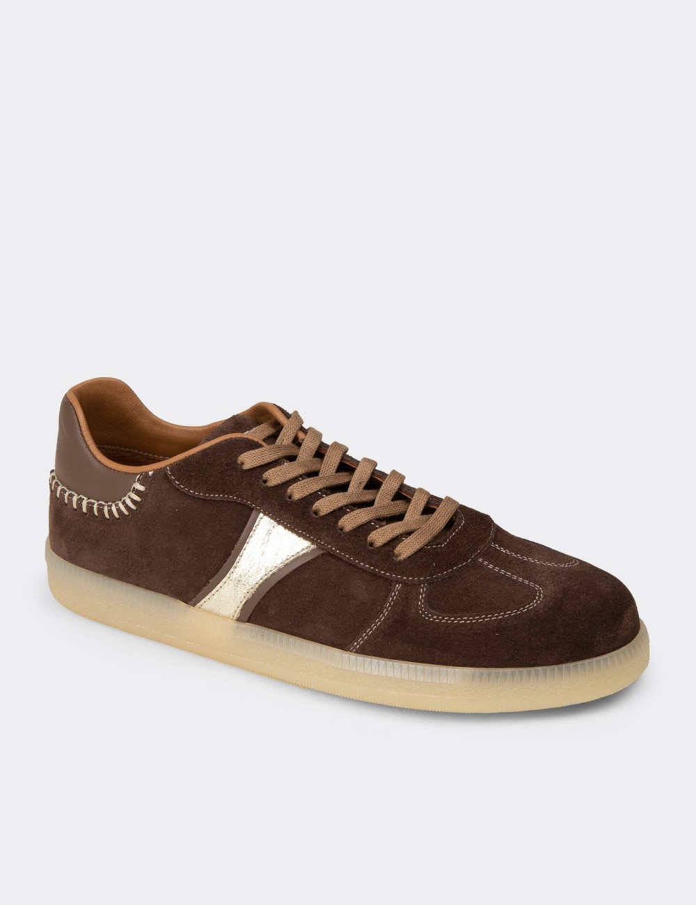Kadın Hakiki Süet Kahverengi Sneaker Ayakkabı - R2603ZKHVC01