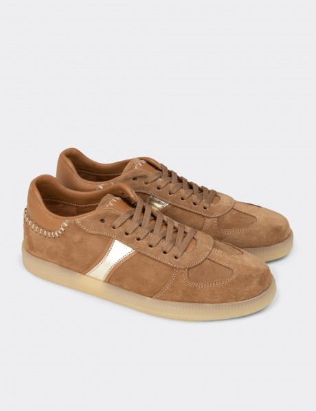 Kadın Hakiki Süet Vizon Renk Sneakers