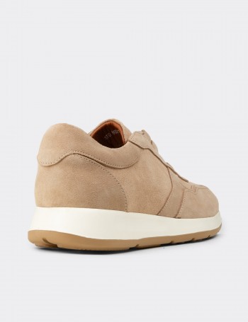 Erkek Hakiki Süet Bej Sneaker Ayakkabı - E8210MBEJE01